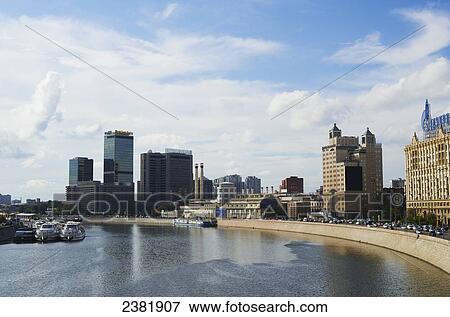 View of Moscow river and office towers near Moskva City; Moscow, Russia View Large Photo Image Stock Photo - View of Moscow river and office towers near Moskva City; Moscow, Russia. Fotosearch