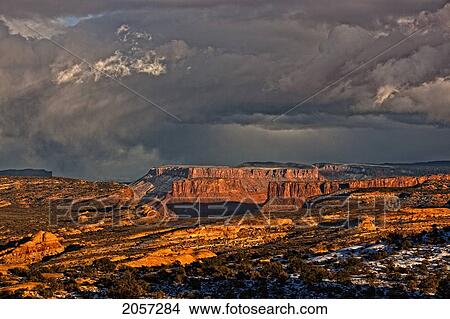 View Of Mountains And Storm Clouds In Arches National Park, Utah. View Large Photo Image Picture - View Of Mountains And Storm Clouds In Arches National Park, Utah.. Fotosearch