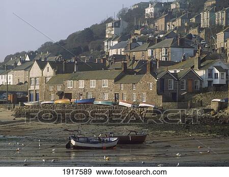View Of Mousehole Harbor At Low-Tide View Large Photo Image Stock Photo - View Of Mousehole Harbor At Low-Tide. Fotosearch