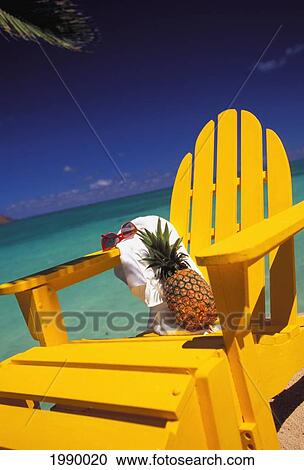 View Of Pineapple And White Towel Resting On Beach Chair, Turquoise Water, Blue Sky View Large Photo Image Stock Image - View Of Pineapple And White Towel Resting On Beach Chair, Turquoise Water, Blue Sky. Fotosearch