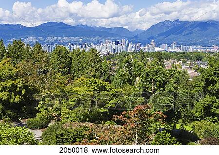 Stock Photo - View Of Queen Elizabeth Park And Downtown, Vancouver, British Columbia. Fotosearch