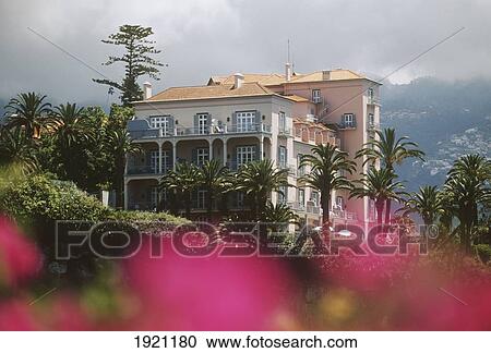Stock Image - View Of Redis Hotel From Garden. Fotosearch