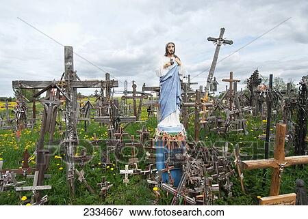 Stock Photo - View Of Rural Cemetery; Siauliai, Lithuania. Fotosearch