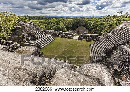 Stock Photograph - View of some of the Ancient Mayan ruins of Caracol; Belize. Fotosearch
