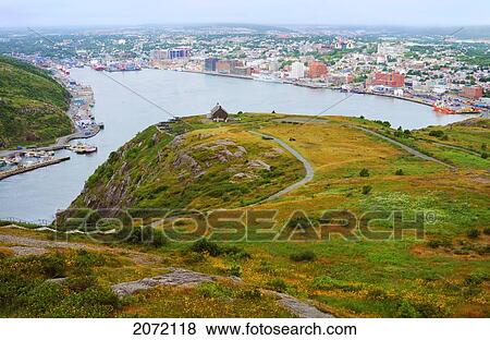 Stock Photo - View Of St. John's Harbour From Signal Hill, St. John's, Newfoundland. Fotosearch