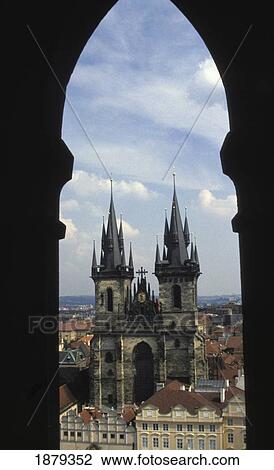 Stock Image - View Of Staromestske Nam And Tyn Church. Fotosearch