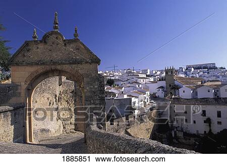 Stock Image - View Of Stone Archway And Rhonda. Fotosearch
