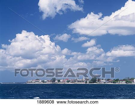 Stock Photo - View Of Stone Town From Sea. Fotosearch