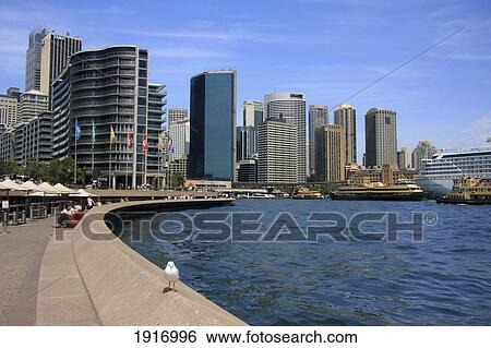 Stock Photograph - View Of Sydney Cove And Circular Quay From Walkway. Fotosearch