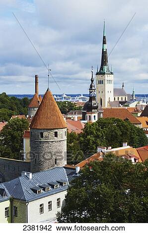 Stock Image - View of Tallinn Old Town in Estonia; Tallinn, Estonia. Fotosearch