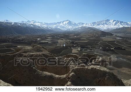 Stock Image - View Of The Bamiyan Valley From Ruins Of The Citadel Of Shar E Gholgola, Bamian Province, Afghanistan. Fotosearch