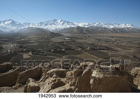 Stock Image - View Of The Bamiyan Valley From Ruins Of The Citadel Of Shar E Gholgola, Bamian Province, Afghanistan. Fotosearch