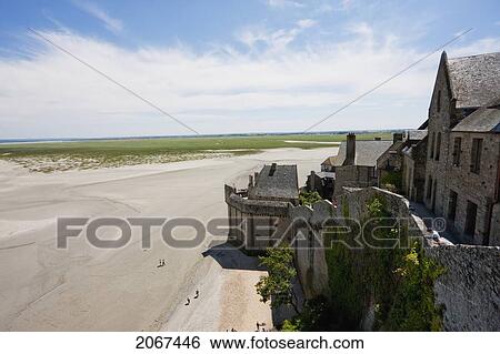Stock Photograph - View Of The Bay From The Ramparts, Mont Saint-Michel, France. Fotosearch