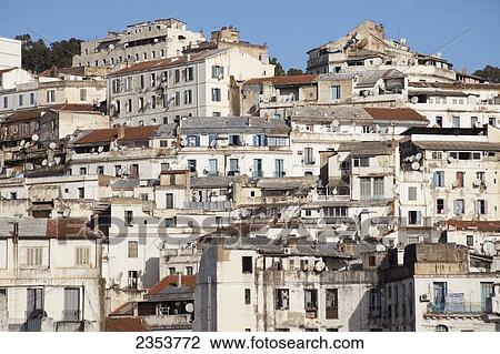 Stock Image - View of the Casbah, seen from Hotel Safir; Algiers, Algeria. Fotosearch