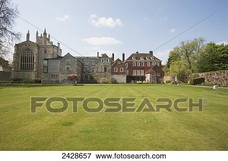 Stock Photo - View of the Chapel at Winchester College; Winchester, Hampshire, England. Fotosearch