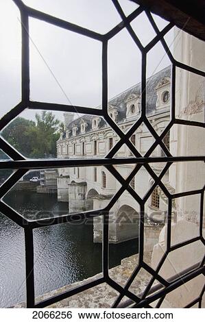 Stock Photograph - View Of The Cher River And The Gallery From A Window In The Chateau De Chenonceau, Chenonceau, Indre-Et-Loire, France. Fotosearch