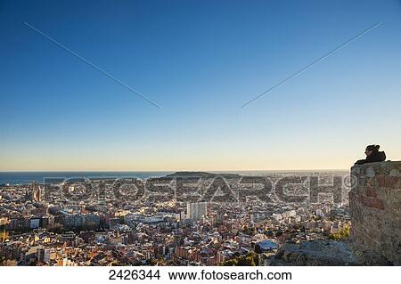 View of the city of Barcelona from Turo de la Rovira; Barcelona, Catalonia, Spain View Large Photo Image Picture - View of the city of Barcelona from Turo de la Rovira; Barcelona, Catalonia, Spain. Fotosearch