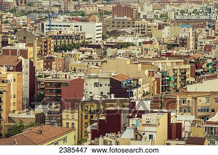 Stock Photo - View of the city of Barcelona; Barcelona, Catalonia, Spain. Fotosearch