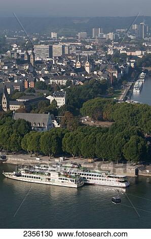 View of the city of Koblenz and ships in the river; Koblenz, Rhineland-Palatinate, Germany View Large Photo Image Stock Image - View of the city of Koblenz and ships in the river; Koblenz, Rhineland-Palatinate, Germany. Fotosearch