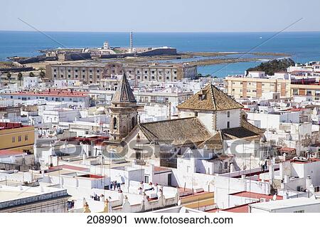 View Of The Cityscape And Ocean From The Torre Tavira Tower; Cadiz, Andalusia, Spain View Large Photo Image Stock Image - View Of The Cityscape And Ocean From The Torre Tavira Tower; Cadiz, Andalusia, Spain. Fotosearch