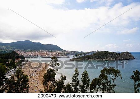 Stock Image - View Of The Fishermen Village Of Lekeitio, Basque Country, Spain. Fotosearch