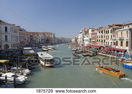 Stock Photo - View Of The Grand Canal From The Rialto Bridge; Venice, Italy. Fotosearch