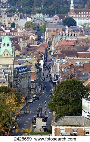 Stock Photo - View of the High Street; Winchester, Hampshire, England. Fotosearch