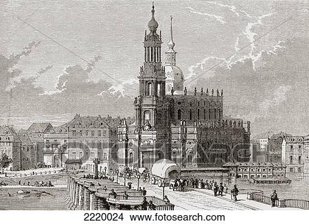 View Of The Katholische Hofkirche And The Augustus Bridge Over The River Elbe, Dresden, Free State Of Saxony, Germany In The 19Th Century. From Pictures From The German Fatherland Published C. 1880. View Large Photo Image Picture - View Of The Katholische Hofkirche And The Augustus Bridge Over The River Elbe, Dresden, Free State Of Saxony, Germany In The 19Th Century. From Pictures From The German Fatherland Published C. 1880.. Fotosearch