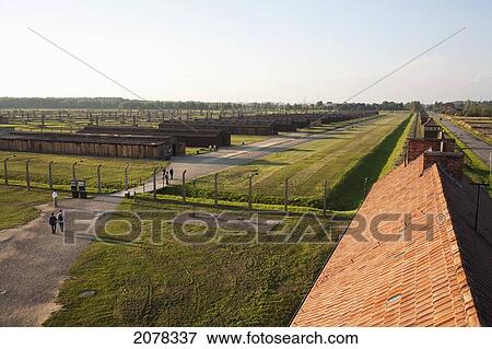 View Of The Medical Barracks From The Main Guard House, Auschwitz-Birkenau Concentration Camp, Oswiecim, Malopolska, Poland View Large Photo Image Stock Photo - View Of The Medical Barracks From The Main Guard House, Auschwitz-Birkenau Concentration Camp, Oswiecim, Malopolska, Poland. Fotosearch