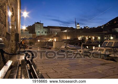 Stock Photography - View Of The Old Harbor At Night. Fotosearch