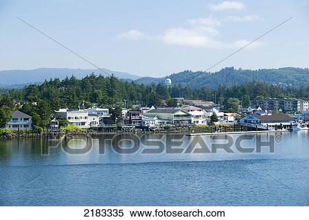 Stock Photography - View Of The Old Town Of Florence Along The Siuslaw River; Florence Oregon United States Of America. Fotosearch