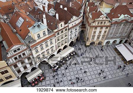 Picture - View of the Old Town Square from the Town Hall Tower, Prague, Czech Republic, Europe. Fotosearch