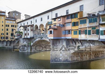 Stock Image - View of the Ponte Vecchio; Florence, Italy. Fotosearch