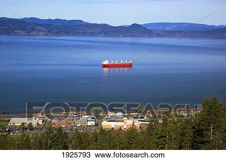 Stock Image - View Of The Town Of Astoria From Astoria Column; Astoria, Oregon, United States Of America. Fotosearch