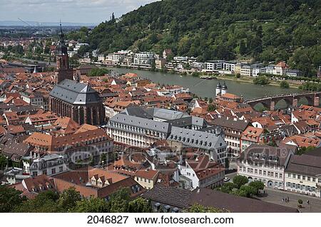 View Of The Town On Neckar River; Heidelberg Baden-Wurttemburg Germany View Large Photo Image Stock Photo - View Of The Town On Neckar River; Heidelberg Baden-Wurttemburg Germany. Fotosearch