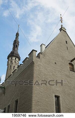 Stock Photograph - View Of Town Hall In Tallinn, Estonia. Fotosearch