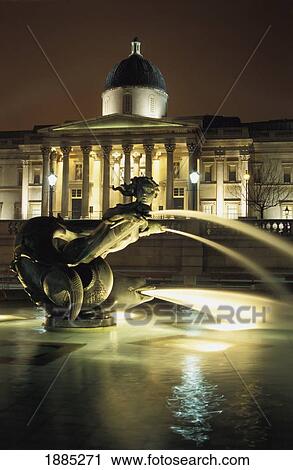 View Of Trafalgar Square At Night With Fountain And National Gallery View Large Photo Image Stock Image - View Of Trafalgar Square At Night With Fountain And National Gallery. Fotosearch