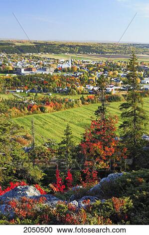 Stock Image - View Of Village, Saint-Pascal, Bas-Saint-Laurent Region, Quebec.. Fotosearch
