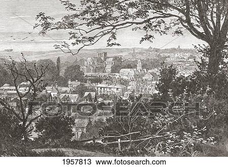 Stock Image - View Of Winchester, Hampshire, England In The Late 19Th Century. From Our Own Country Published 1898. Fotosearch