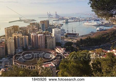 View Over Bullring, City And Port; Malaga, Malaga Province, Costa Del Sol, Spain View Large Photo Image Stock Photograph - View Over Bullring, City And Port; Malaga, Malaga Province, Costa Del Sol, Spain. Fotosearch