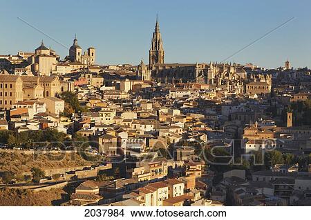 View Over City To The Gothic Cathedral; Toledo Toledo Province Castilla-La Mancha Spain View Large Photo Image Picture - View Over City To The Gothic Cathedral; Toledo Toledo Province Castilla-La Mancha Spain. Fotosearch