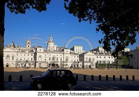 Stock Photo - View over Horse Guards Parade towards the London Eye, Westminster; London, England. Fotosearch