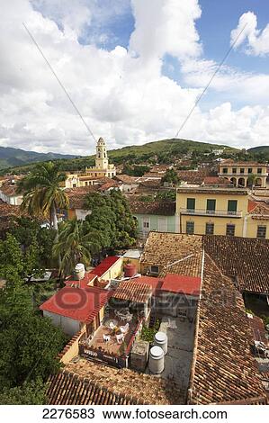 Stock Image - View over old town; Trinidad, Cuba. Fotosearch
