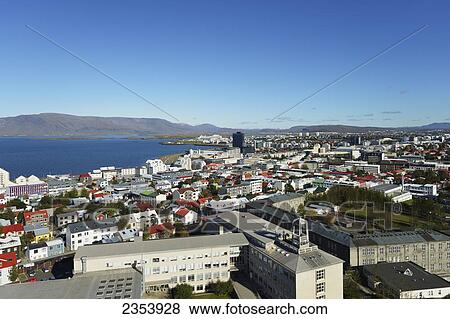 Stock Photo - View Over Reykjavik To The East; Reykjavik, Gullbringusysla, Iceland. Fotosearch