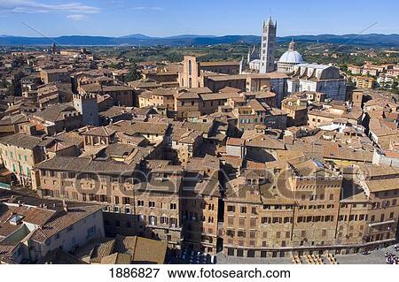 Stock Photo - View Over Siena With Duomo In Background. Fotosearch