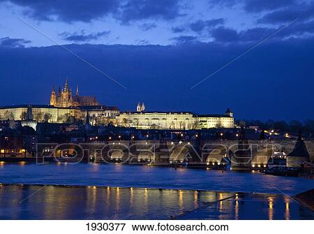 View over the River Vltava and the Charles Bridge towards the Castle District (Hradcany), Prague, Czech Republic, Europe View Large Photo Image Stock Photo - View over the River Vltava and the Charles Bridge towards the Castle District (Hradcany), Prague, Czech Republic, Europe. Fotosearch
