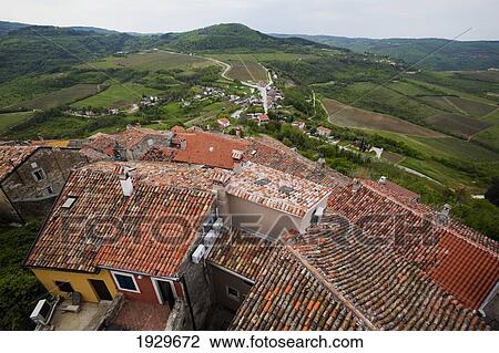 View over the rooftops of Motovun; Motovun, Istria, Croatia View Large Photo Image Stock Image - View over the rooftops of Motovun; Motovun, Istria, Croatia. Fotosearch