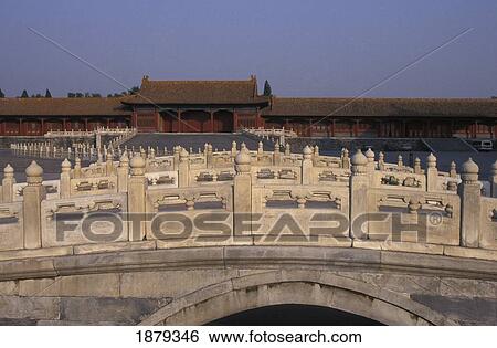 View Through Footbridge Railings Towards Building In Forbidden City View Large Photo Image Stock Photograph - View Through Footbridge Railings Towards Building In Forbidden City. Fotosearch