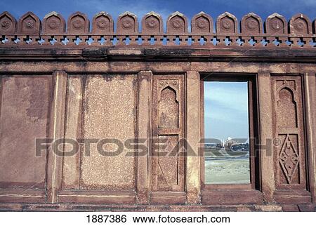 View Through Window Of Red Fort Towards Taj Mahal View Large Photo Image Stock Photograph - View Through Window Of Red Fort Towards Taj Mahal. Fotosearch