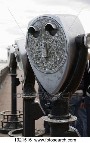 Stock Photograph - Viewing Telescopes On Liberty Island. Fotosearch